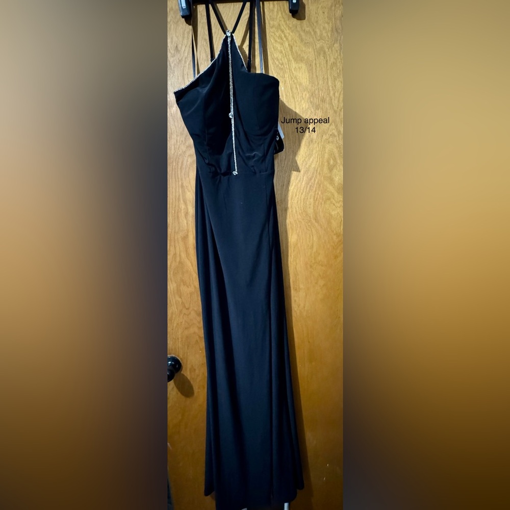 Jump Long Black Prom Dress with Rhinestone Accent